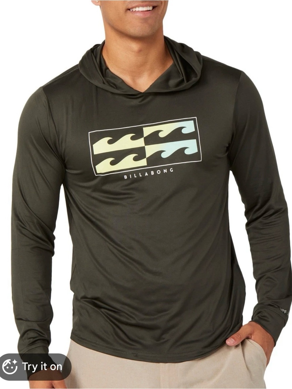 Billabong Hooded UPF 50 Breathable Moisture Wicking Quick Dry Rash Guard